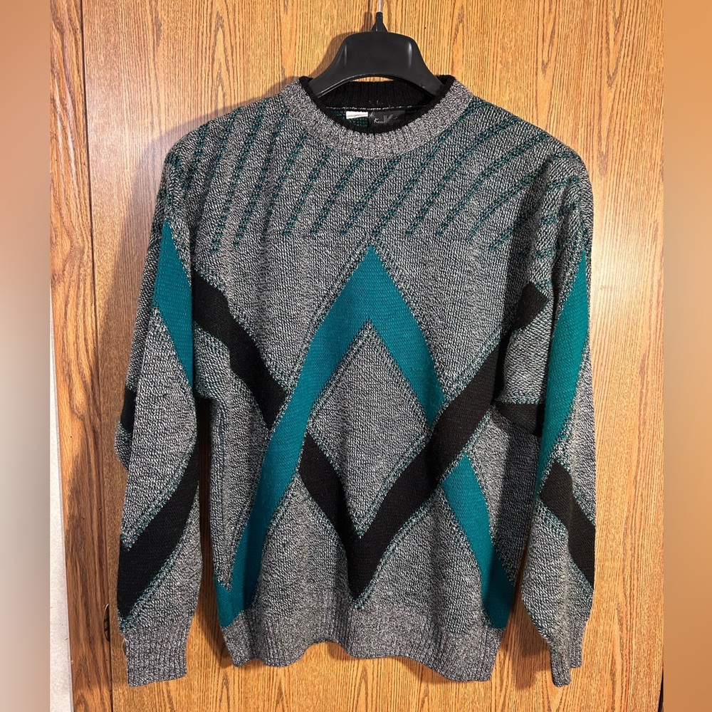 80s Kennington Dad / Grandpa Geometric Wool Sweater